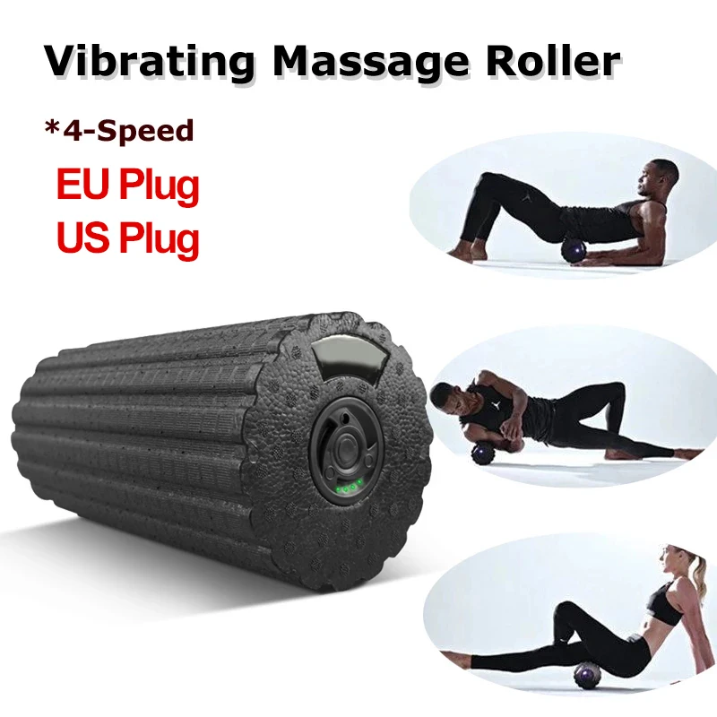 4-Speed Vibrating Electric Yoga Massage Foam Fitness Roller Backrest Leg Adjustment Massager for Muscle Recovery Relaxation 3