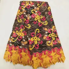Горячая Африканский воск с кружевом/Высокое качество хлопок кружева восковые ткани/африканская ткань набивной воск вышивка кружева! O-4620