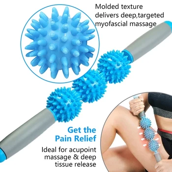 

Anti Cellulite Massager Stick Massage Body Relax Tool Muscle Roller Sticks with 3 Point Spiky Ball Yoga Block Gym Sport Tools