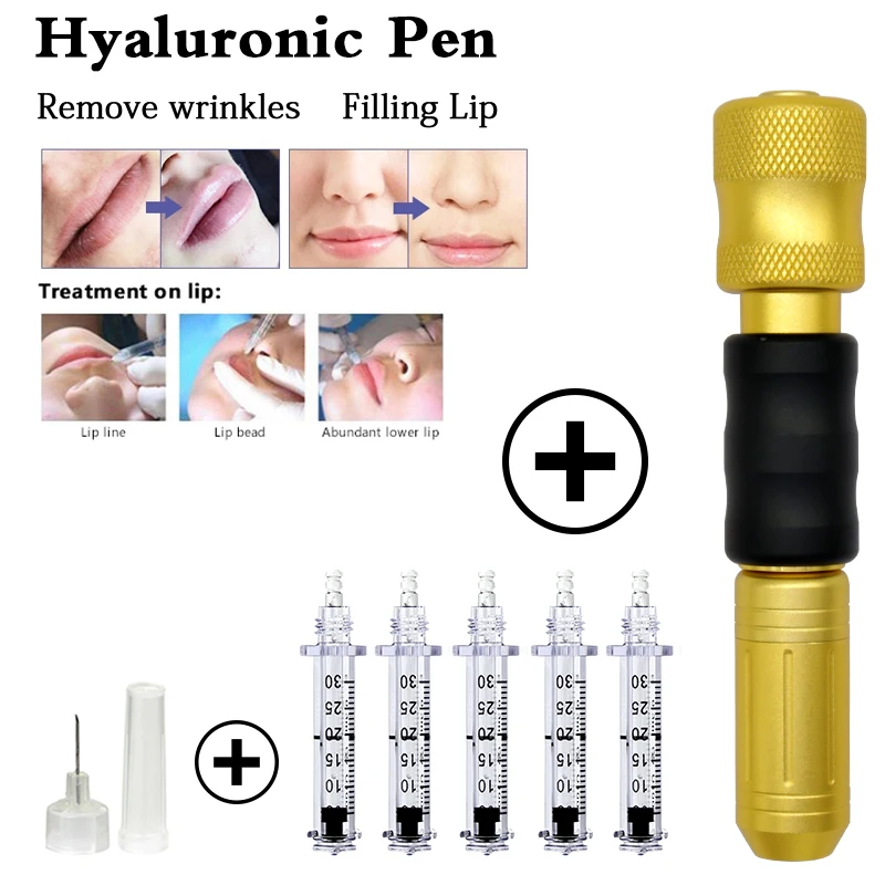 

0.3ml black-gold No-Needle Mesotherapy gun atomizer Hyaluronic pen meso acid injector for lip filler Anti-wrinkle to lift skin