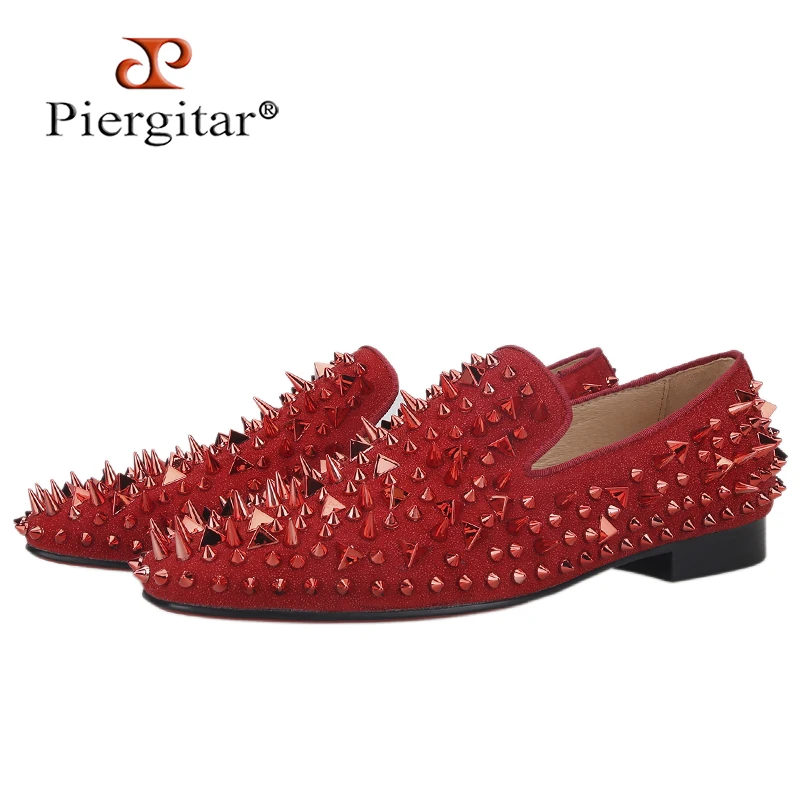 red loafers with spikes