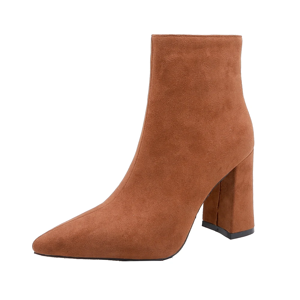 

LVABC Women's Boots Pointed Toe Yarn Elastic Ankle Boots Thick Heel High Heels Shoes Woman Female Socks Boots 2019 Spring 33-43
