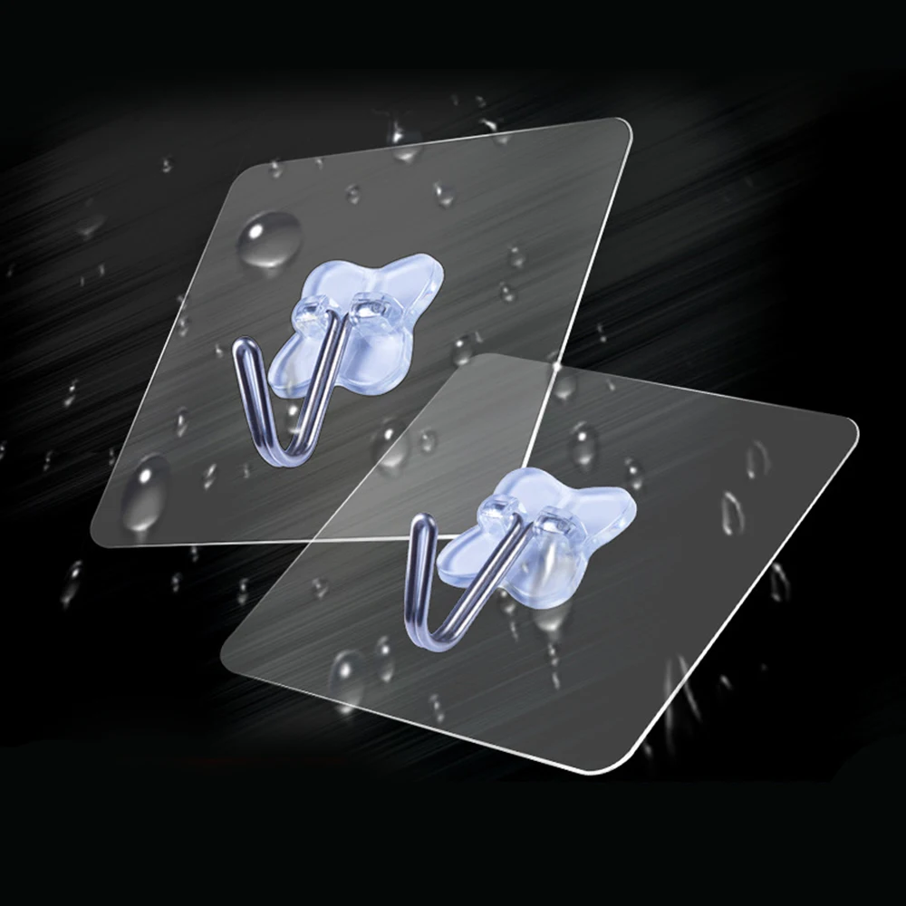 

10/6/4/1 pcs Transparent Anti-skid Hooks Strong Self Adhesive Door Wall Hangers Towel Mop Holder Kitchen Bathroom Accessories