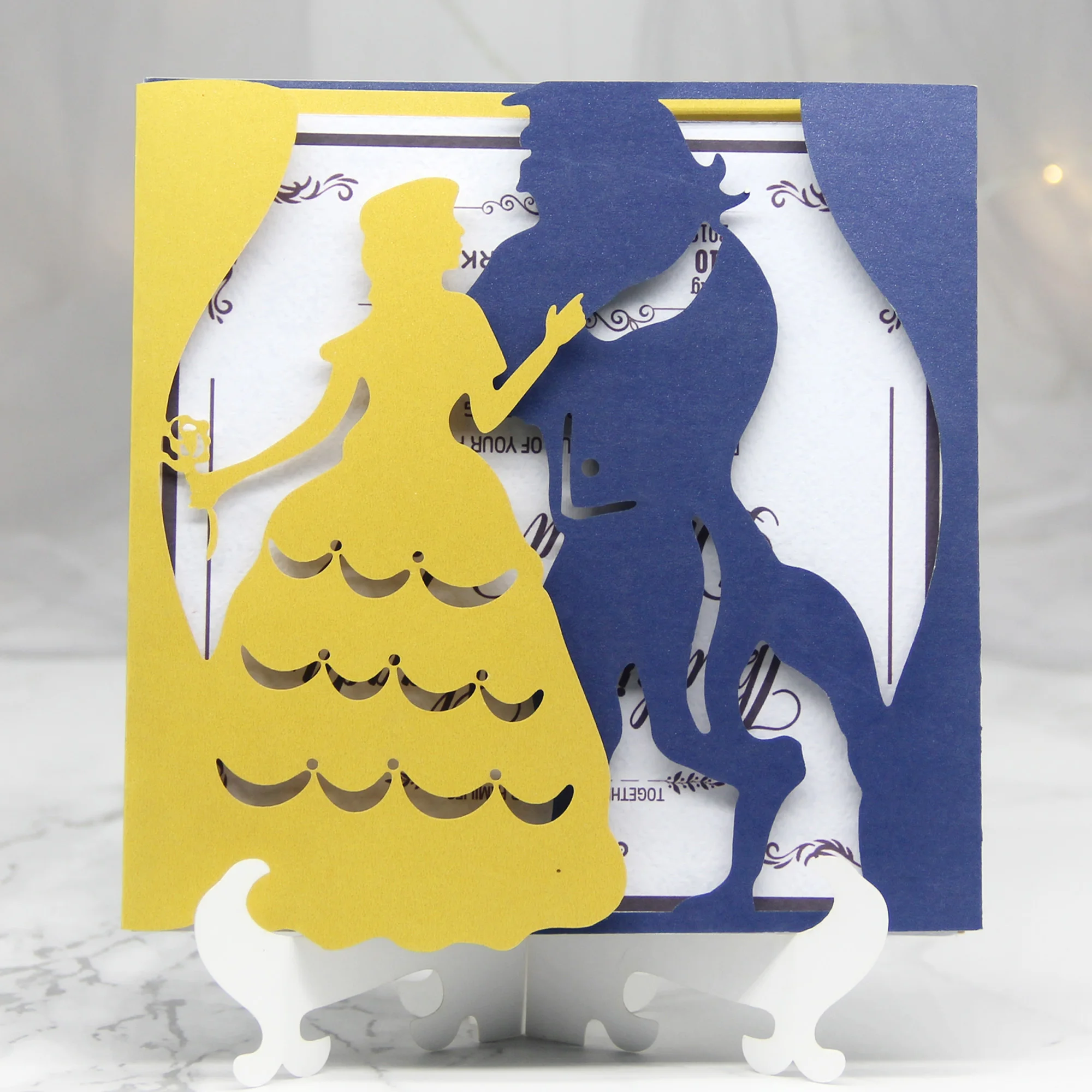 Print custom invitations Laser cut wedding invitation Beauty and the Beast card party supplies | Дом и сад