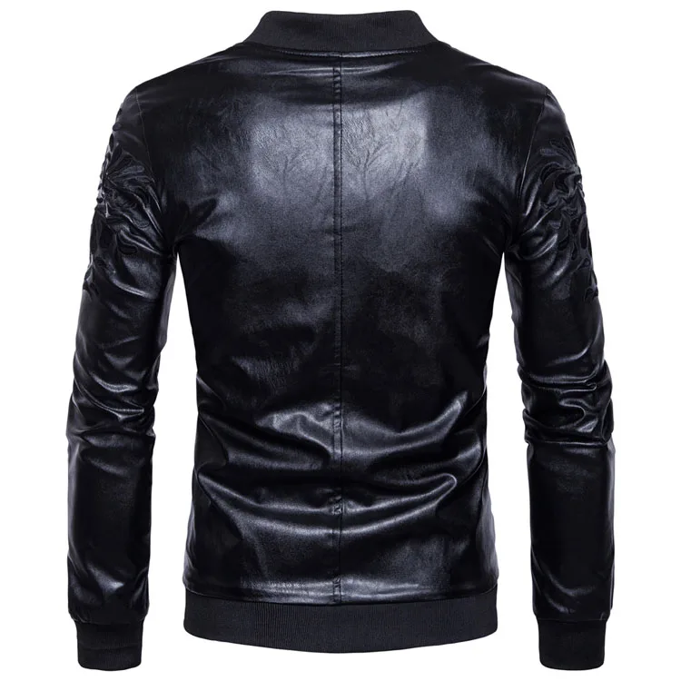 AliExpress осень и зима стиль мужчины Стенд воротник вышитые кожаные пальто Мужская куртка рекрут агенты