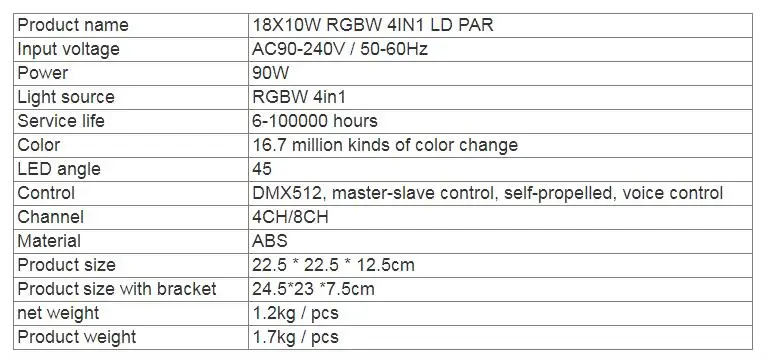 2 шт./лот 18x12 Вт Led Par огни RGBW 4 в 1 18*12 Вт Par Led DMX512 Диско Огни профессиональное студийное диджейское оборудование