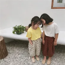 Детская одежда; сезон лето; стиль; хлопковые брюки в горошек в Корейском стиле для девочек; Детские повседневные шаровары