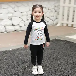Crianças menina camiseta preto branco retalhos manga longa topos coreano carta dos desenhos animados impressão 2022 primavera outono loverly crianças roupas
