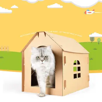 

Pet Cat Furniture | Corrugated Cat Scratcher Cardboard & Pet House Tower Condo Apartment w/ Catnip for Cats & Kittens - Availabl