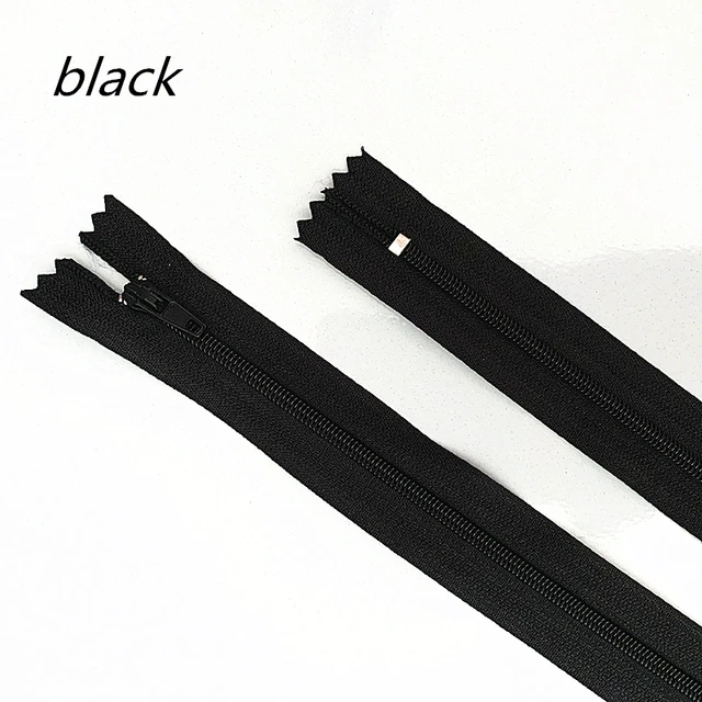 10pcs 10-60cm (4inch-24 Inch) Nylon Coil Zippers Tailor Sewer Craft Crafter's  (20 colors) black