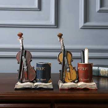 

Nordic Retro Resin Pen Holder Handicraft Gift Settings Violin Receiving Pen Container