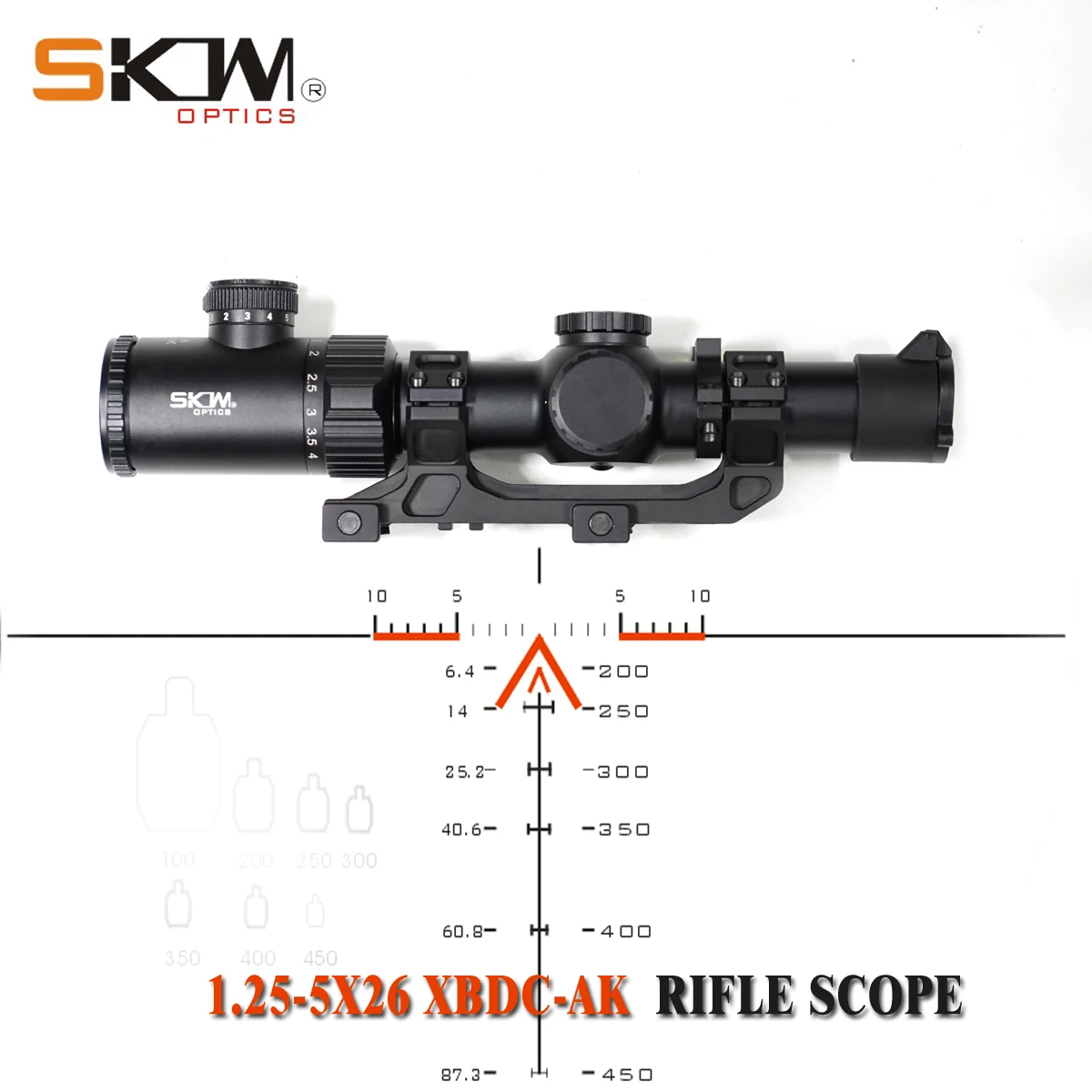 SKWoptics 1,25-5x26A тактические оптические Прицелы Охотничьи для АК AR, M4 прицел калашникового прицела BDC Сетка 30 мм цельное крепление