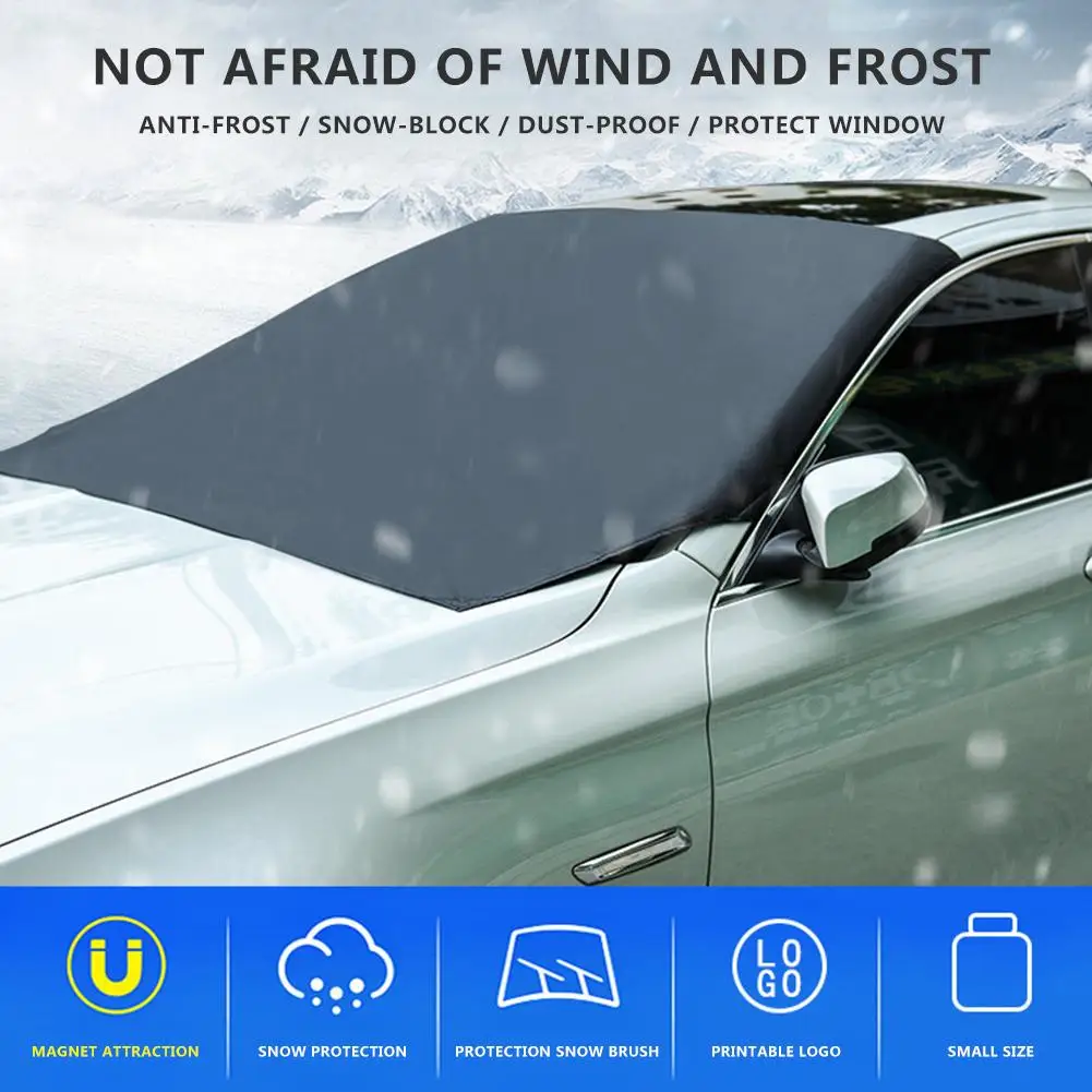 Polyester Car Windshield Cover Universal Front Windshield Cover Car Clothes Black Magnetic Gear Cover Snow Cover 210x120CM