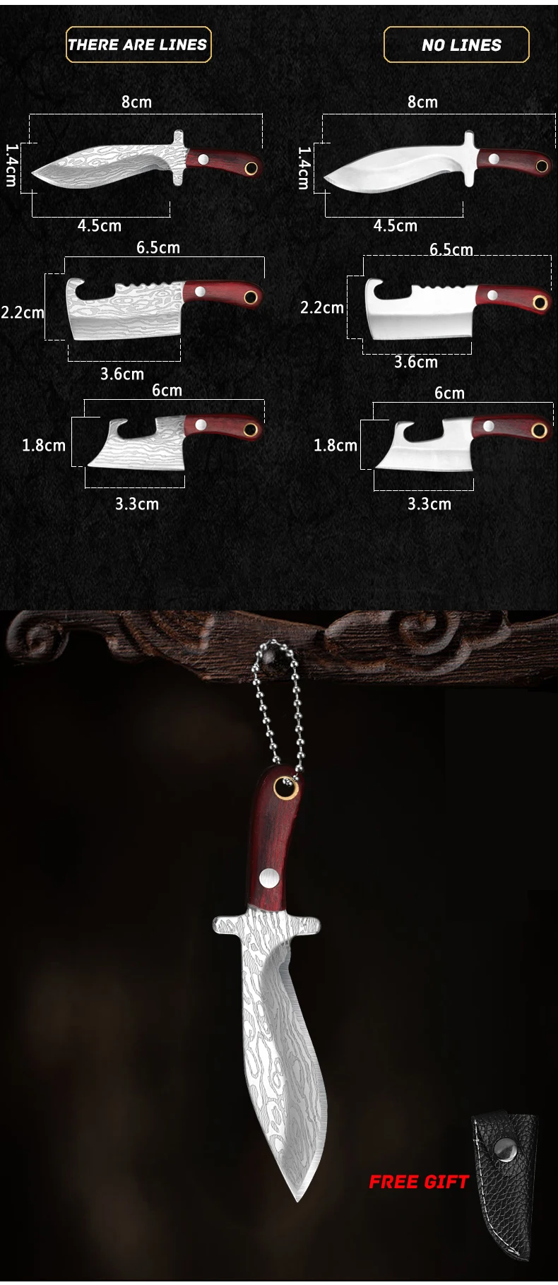 Mini kitchen Knife Unboxing Portable Small Blade Wine Bottle Opening Paper Cutting EDC Keychain Hanging Multi Survival Tools