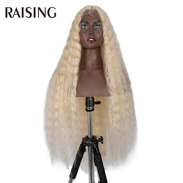 Raising Wholesale Deep Wave Lace Wig Synthetic Curly Hair Scalp Wigs For Black Women Ombre Cheap Long Hair Wigs Pre-plucked 40in C613