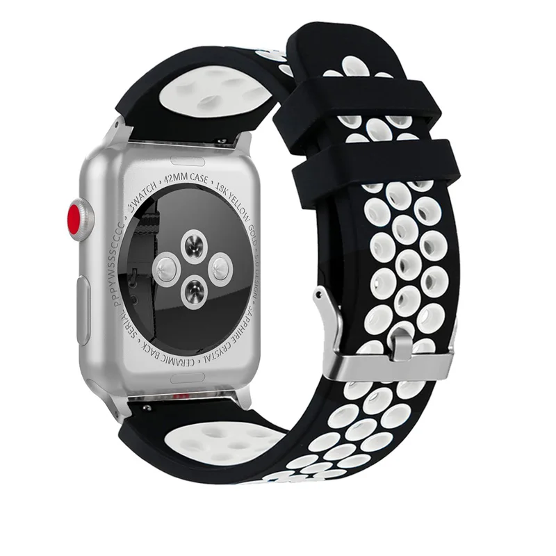 Спортивный силиконовый браслет ремешок для наручных часов Apple Watch, версия 1, 2, 3, ремешок 42/38 мм дышащий браслет аксессуары для наручных часов iwatch серии 5 4 44/40 мм
