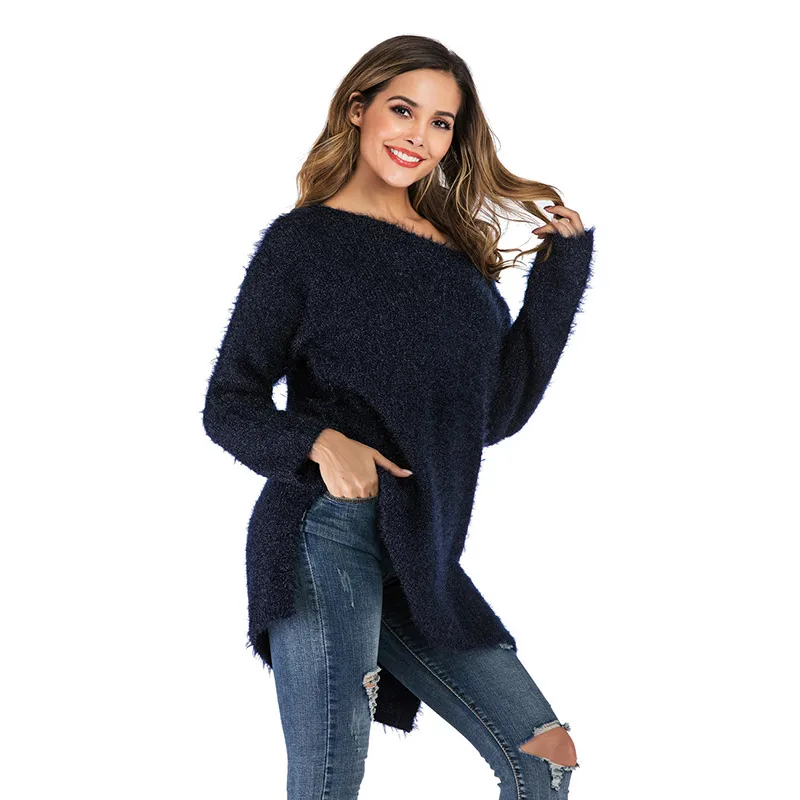 

2019 New Autumn Winter Fashion Round Neck Pullover Sweater Female Loose Short Casual Sweater Warm Long sleeve Knitted Sweater