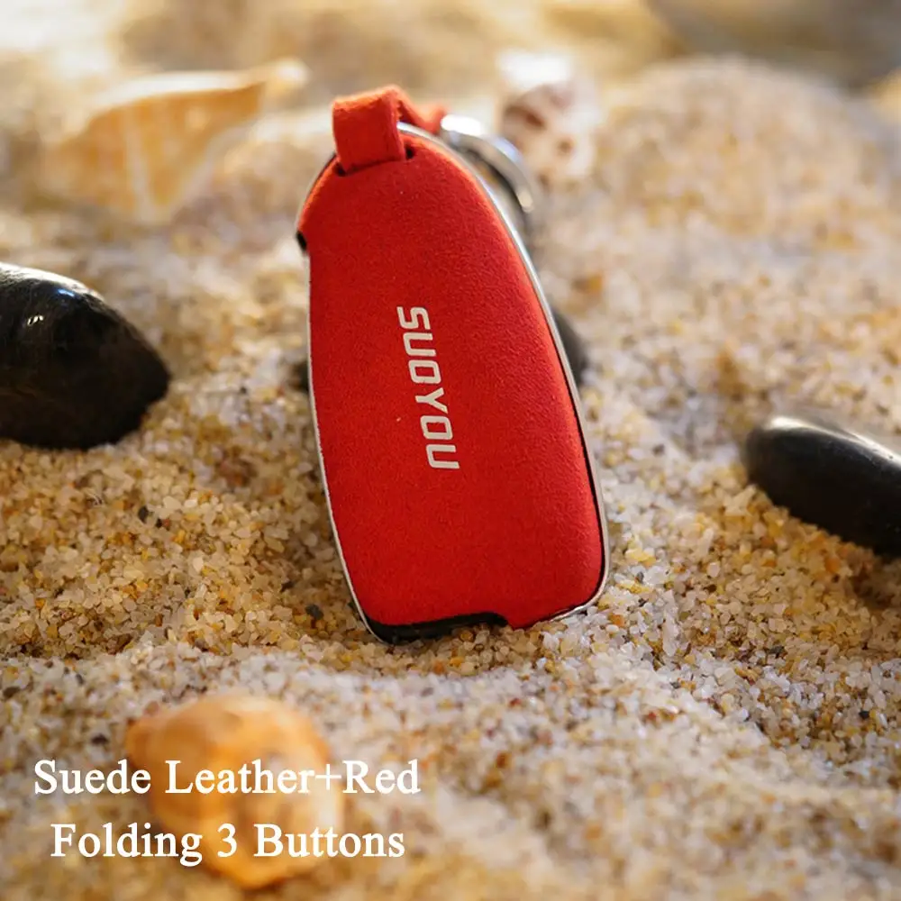 Suede Leather Car Flip Key Fob Shell Cover Case For Ford C-Max S-Max Focus 3 MK2 MK3/Galaxy Mondeo Transit Fiesta Car Styling - Color Name: Option 3