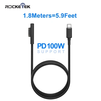 

Rocketek USB Type C 100W PD Power Supply Charger Adapter Charging Cable for Microsoft Surface Pro 7/6/5/4/3/GO/BOOK Laptop 1/2/3