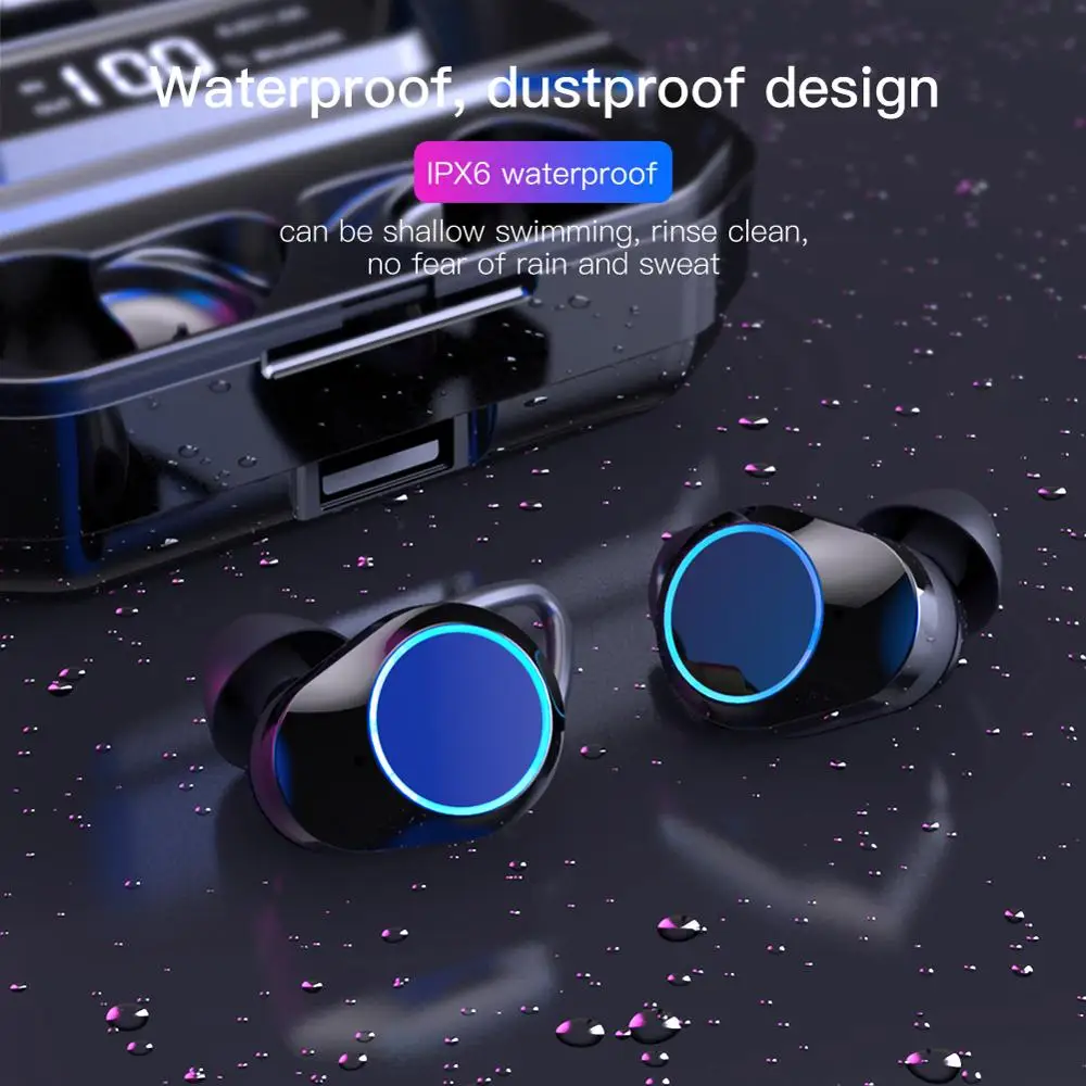 5.0 Bluetooth 9D Stereo Headset Wireless Headset Waterproof Headset 50 minutes Charging 3300mAh LED Smart Mobile Phone Holder 5.0 Bluetooth 9D Stereo Headset Wireless Headset Waterproof Headset 50 minutes Charging 3300mAh LED Smart Mobile Phone Holder