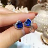 Unique cristal goutte d'eau carré rond coeur boucles d'oreilles or blanc bleu Royal pierre Zircon mariage boucles d'oreilles pour femmes bijoux ► Photo 3/6