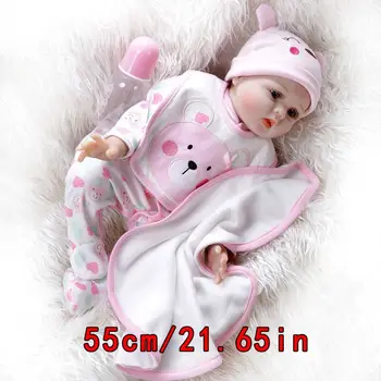 

22in Reborn Doll Soft Silicone Toddler Babies Pacifier Blanket Lifelike Handmade 72XC