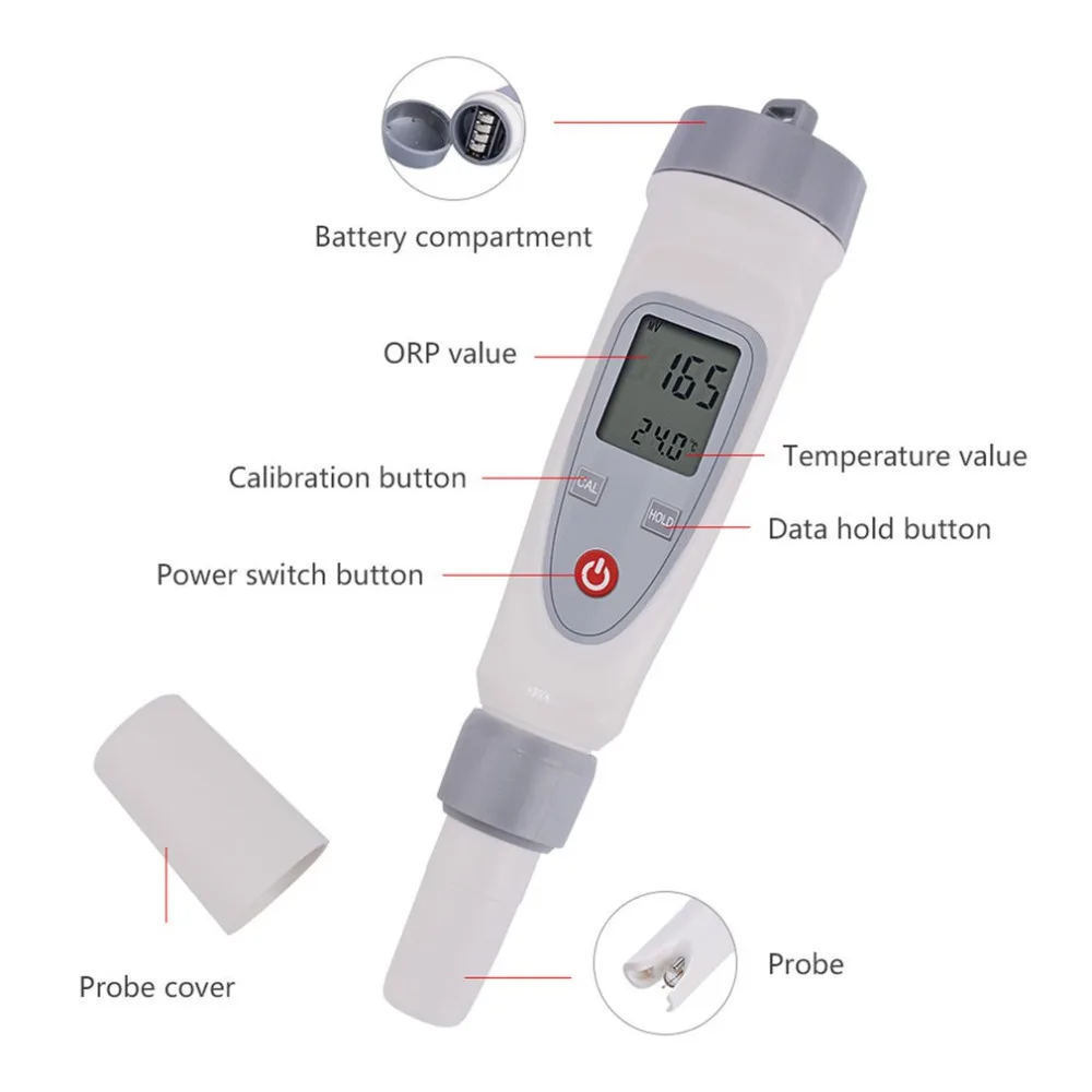 Портативный ORP/TEMP метр цифровой контроль качества воды отрицательная окислительная ручка