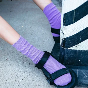 

Jeseca Candy Colors Cotton Women's Socks College Style Harajuku Vintage Streetwear Long Socks for Woman Hip Hop Skateboard Sock