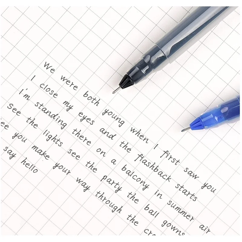 36 pcs/Lot Classic office gel pens 0.5mm ball point Transparent body Black Blue Red color ink High quality School supplies F873