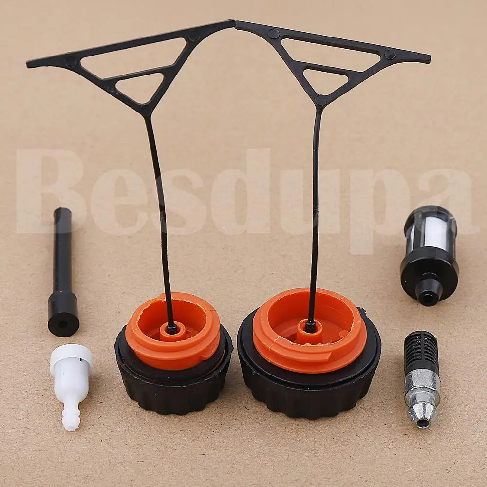 Gas Fuel Cap & Oil Cap For Stihl 020 021 023 024 025 026 028 034 036 038 042 048 AV Super Replace 0000 350 0520, 0000 350 0510 6