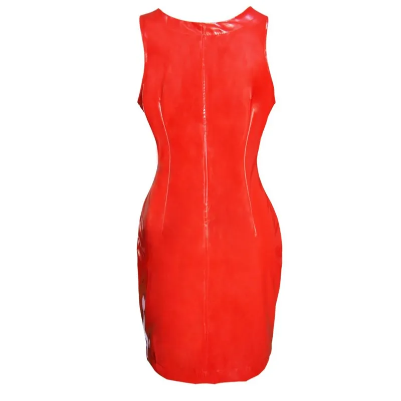 4XL 5XL 6XL платье из искусственной кожи с эффектом Wetlook размера плюс, сексуальное обтягивающее кожаное платье с молнией спереди, вечерние мини-платья с высокой талией Ddlg