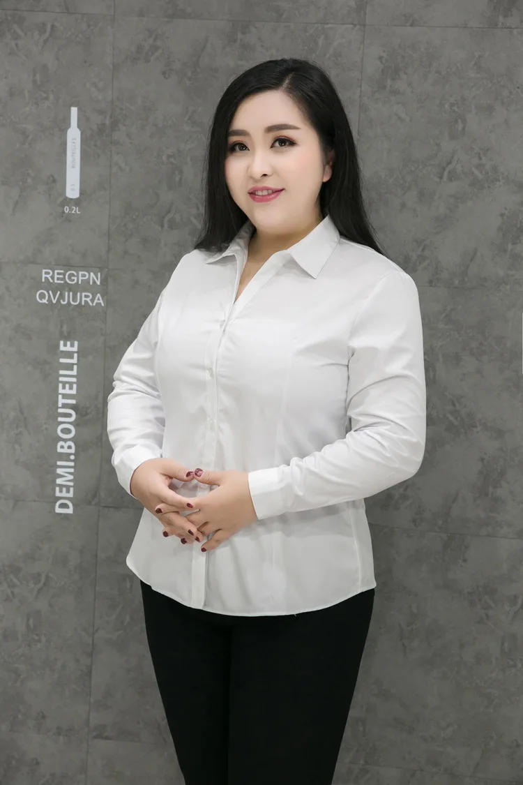 Ropa mujer talla grande 4xl 5xl 6xl женская блузка летняя OL белая рубашка офисные женские топы размера плюс Рабочая Рубашка с v-образным вырезом M281