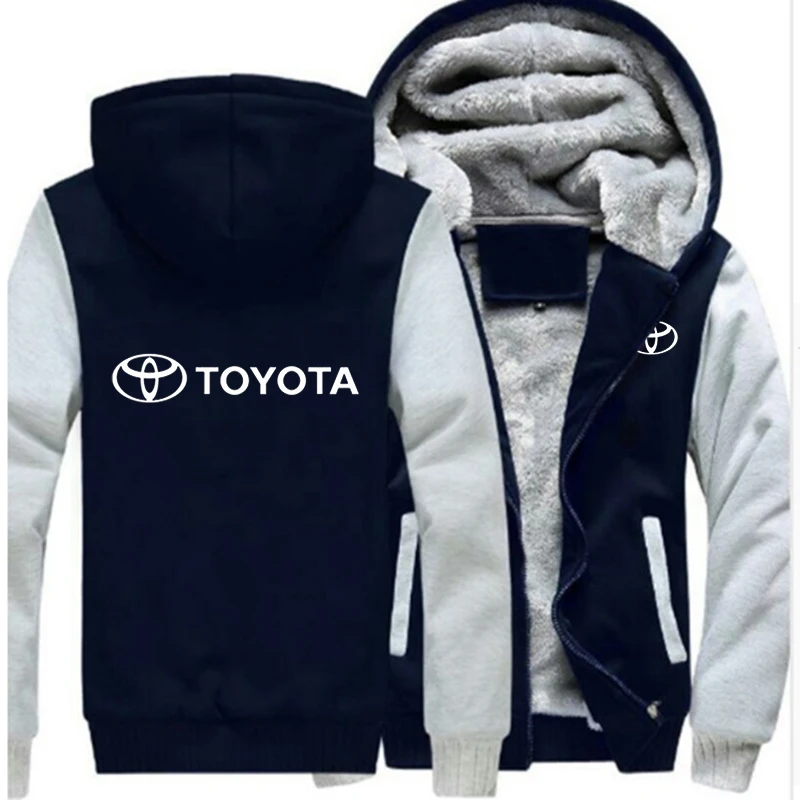 Мужской бренд Toyota, зимняя куртка с капюшоном на молнии, унисекс, утепленные удобные пальто с логотипом, модные белые толстовки с принтом - Цвет: 10