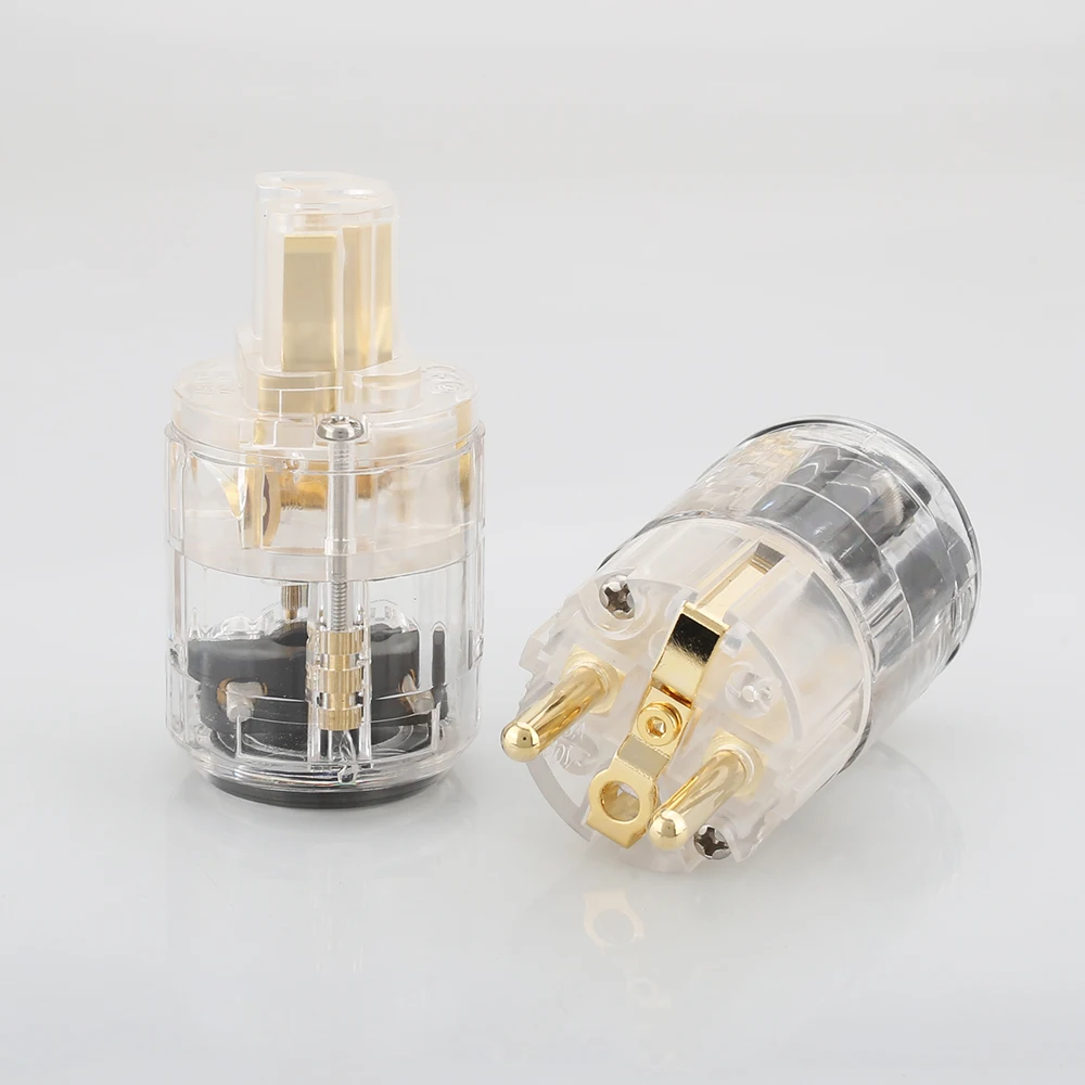 

HI-End Schuko plug EU version power plugs for audio power cable 24K Gold Plated Male Plug Female IEC Connector