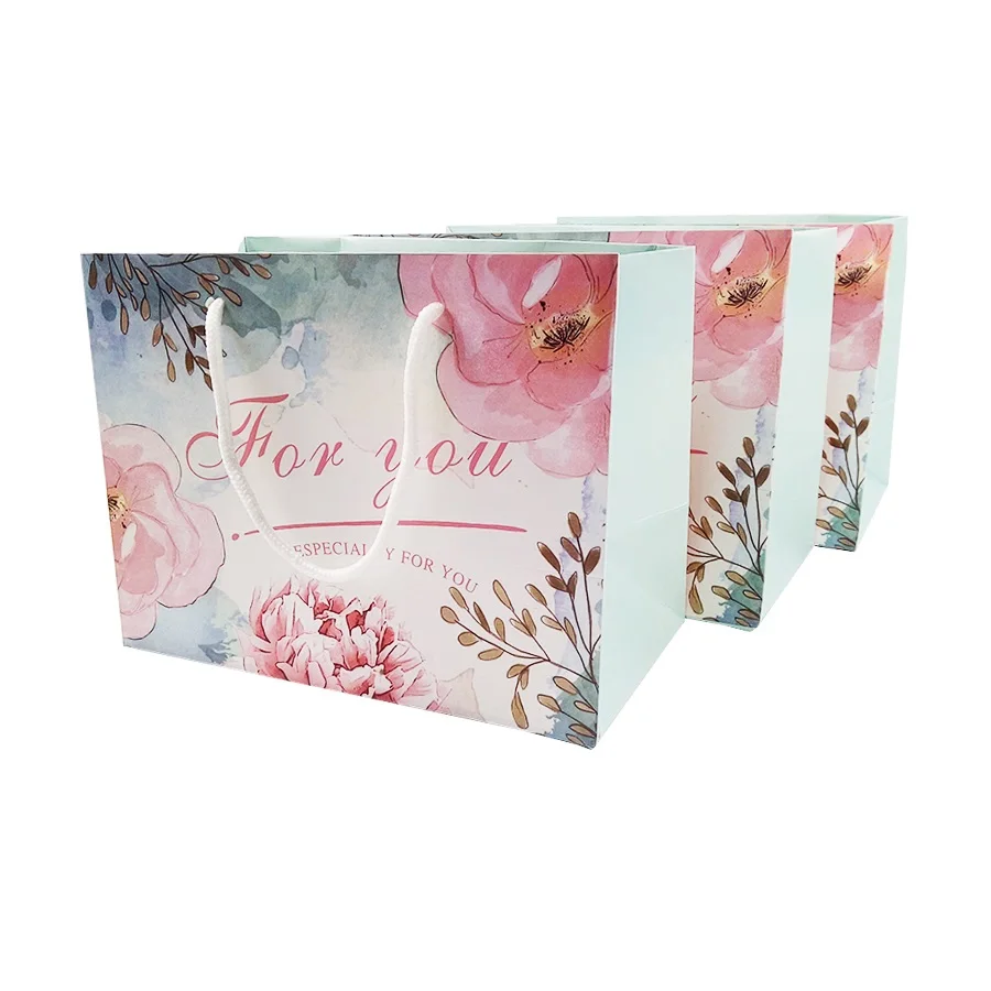 30pcs/lot Flower Decoration Small Gift Paper Bag With Handles 23x17x12cm Packing Birthday Wedding Event Party Supplies | Дом и сад