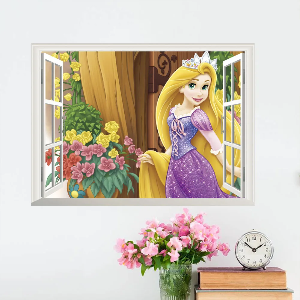 D001 Дисней детская комната наклейки на стену спальня гостиная мультфильм окна декоративные наклейки детский сад обои с принцессой