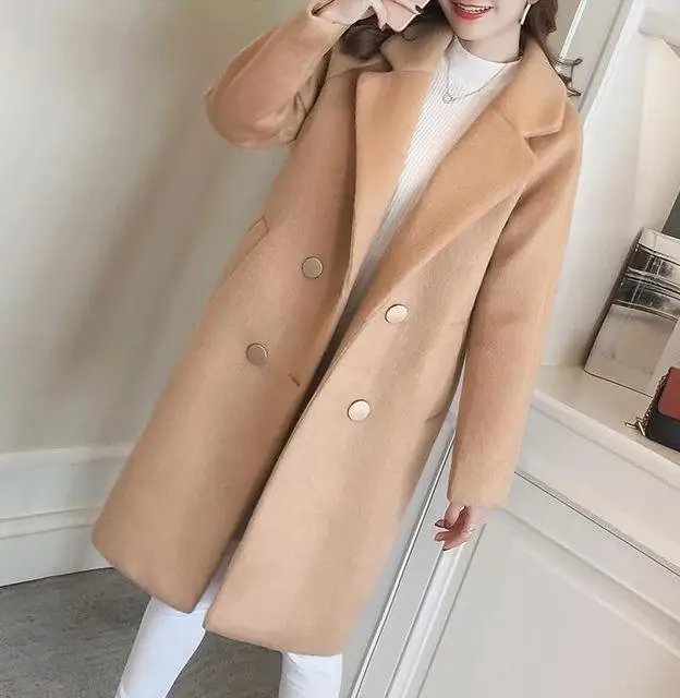 as photo 3 M-2xl, большой размер, много цветов, шерстяное пальто для женщин, новинка, Женское пальто средней длины, корейское толстое пальто, шерстяное пальто, куртка - Цвет: as photo 3