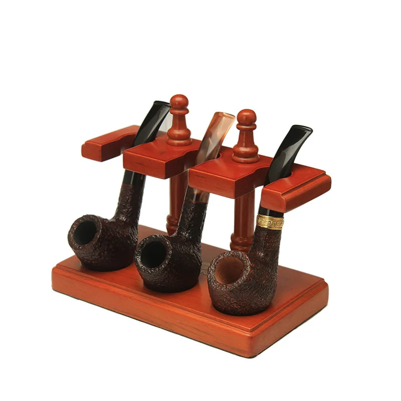 

Smoking Accessories Handmade Solid Wood Straight Row 3 Vertical Pipe Rack Portable with Pipe Racks
