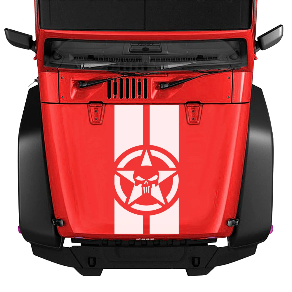 Skull Army Hood Decals For Jeep 2
