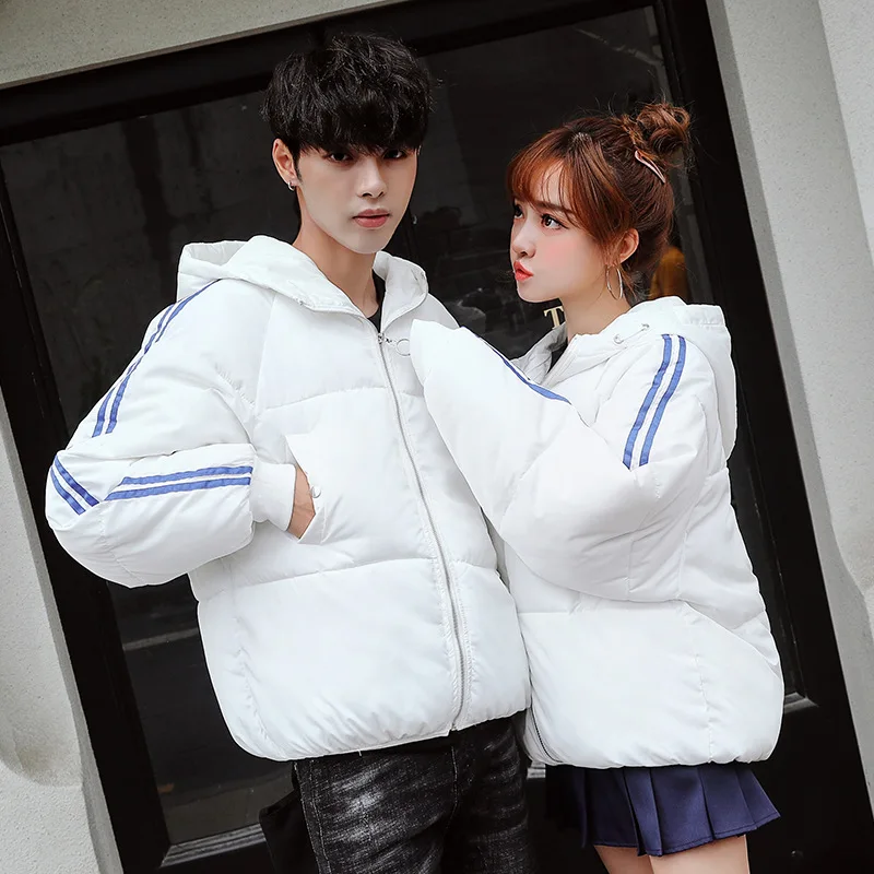 

Couple Clothes Cotton-padded Clothes Female Short Coltsfoot Thick down Coat Loose-Fit Solid Color Cotton Coat 2019 New Style Kor