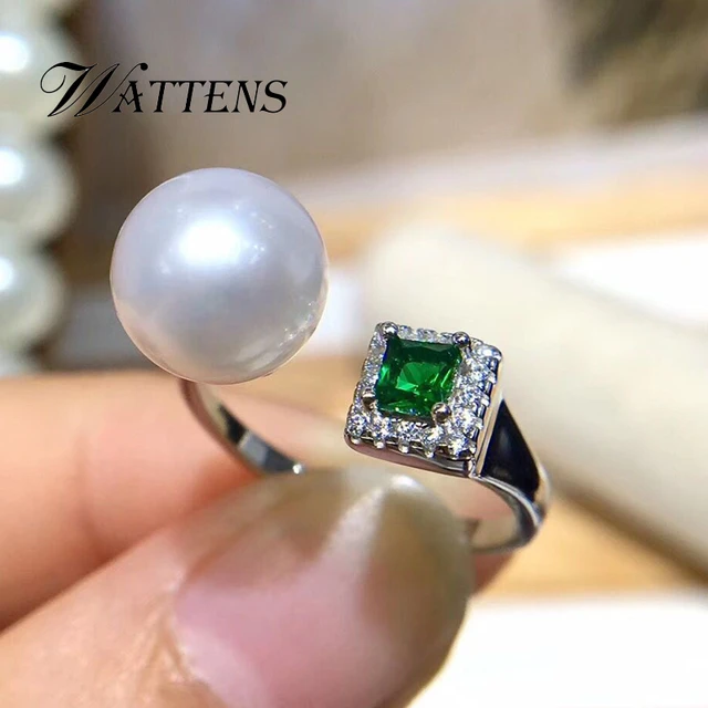 Green Jade Ring, Fresh Water Pearl Ring, Nephrite and Pearl Ring, Adju –  Shanali Jewelry