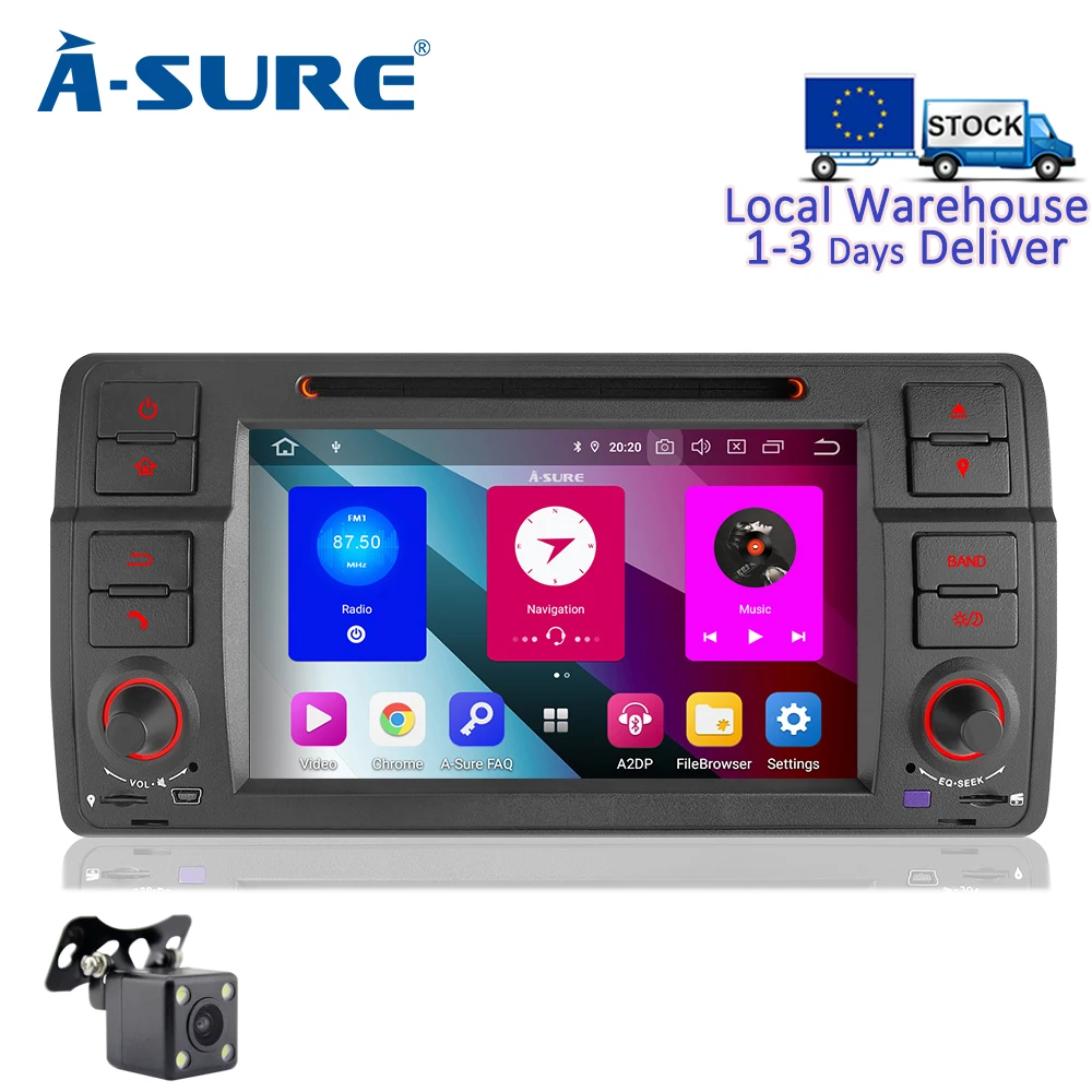 

A-Sure 7'' 2 Din 8 Core 4GB RAM Android 9.0 Auto Radio GPS DVD Player Stereo Navigation For BMW E46 Rover 1998-2006 M3 MG ZT
