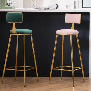 

North Europe Ins Bar Chair Net Red Light Luxury Home Back Chair Modern Simple Fashion Bar Front Desk Stool