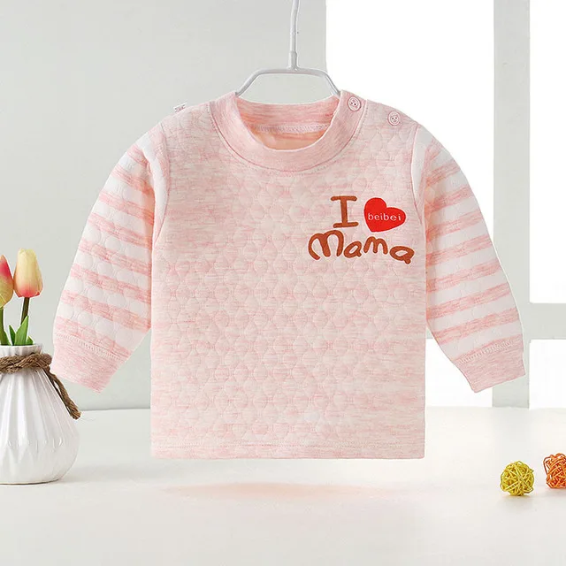 5DS101 Pink Heart Новое теплое нижнее белье для маленьких мальчиков и девочек топы с длинными рукавами для новорожденных, одежда для малышей осенне-зимняя одежда для детей Топ, 6 мес., 12, 3 лет - Цвет: 5DS101 Pink Heart