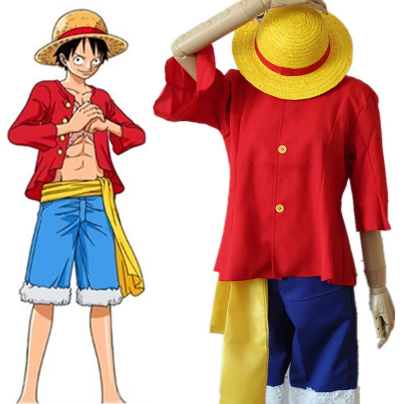 Аниме ONE PIECE Monkey D. Luffy костюм второго поколения для косплея красная куртка синие брюки взрослый костюм унисекс на Хэллоуин
