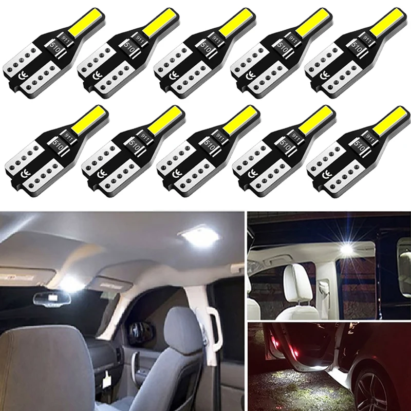 Лампы W5W T10 светодиод Шина CAN свет для mazda 3 chevy silverado toyota tacoma tiguan yaris mustang 2017 dodge ram 10 шт.