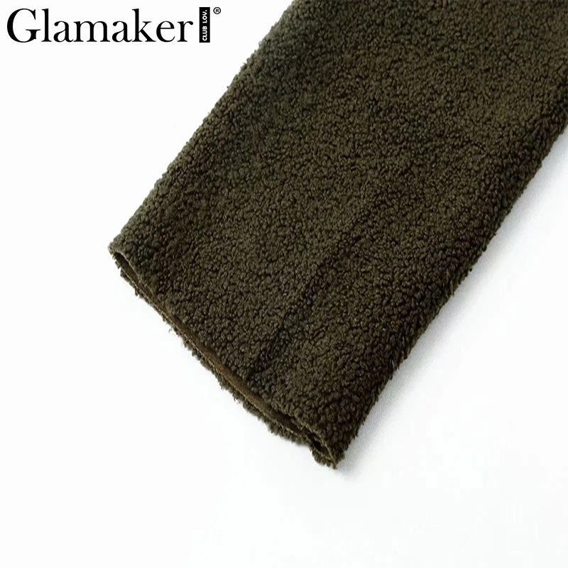 Glamaker длинный рукав плюшевое пальто Зимняя женская верхняя одежда короткая куртка из искусственного меха Женская Шуба на молнии Уютная теплая русская шуба