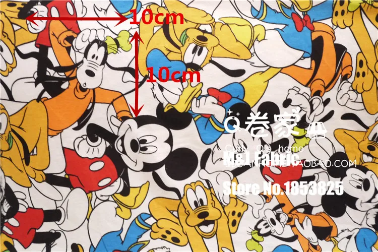 50*160cm mickey Elasticity cotton fabric For Sewing Fat Patchwork baby boy shirt pajamas Cloth Kid