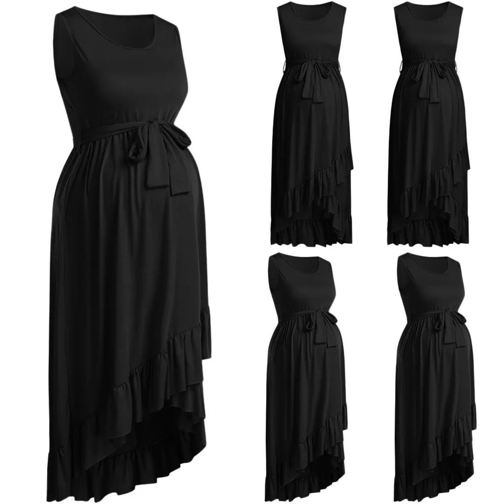 MUQGEW Newest Women Sleeveless Dresses For Pregnancy Maternity Solid Dress Irregular Hem Summer Long Dress vestidos disfraz