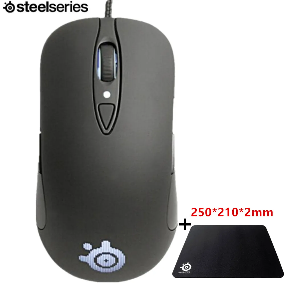 Черный Steelseries сэнсэй сырой Frostblue игровая мышь, Steelseries Engine Steelseries Laser mouse+ SteelSeries QcK Mini 250*210*2 мм - Цвет: Черный